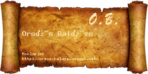 Orsós Balázs névjegykártya